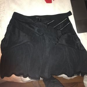 Marc Jacobs Black silk skater skirt w/ lace hem